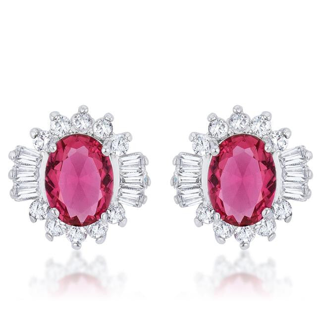 Chrisalee 3.3ct Ruby CZ White Gold Rhodium Classic Stud Earrings