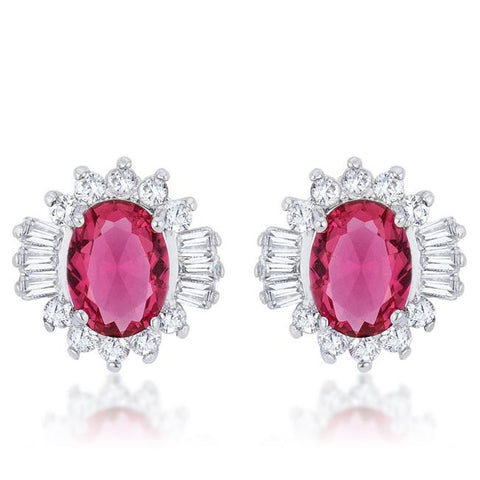 Chrisalee 3.3ct Ruby CZ White Gold Rhodium Classic Stud Earrings