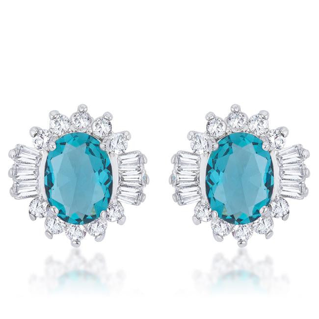 Chrisalee 3.3ct Aqua Cz Rhodium Classic Stud Earrings