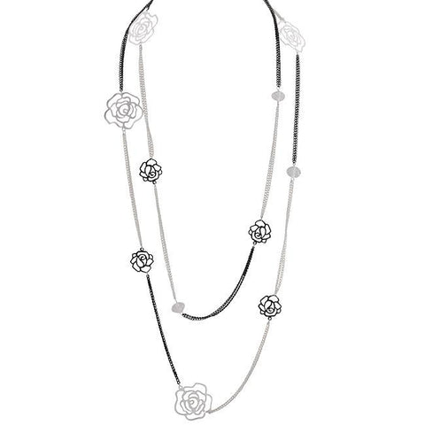 Black And Silver Rose Inspired Necklace