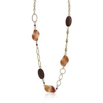 Gold Chain Necklace With Warm Colored Stones