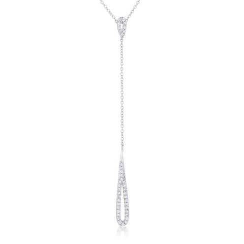 Chrisette 0.4ct CZ White Gold Rhodium Classic Drop Lariat Necklace