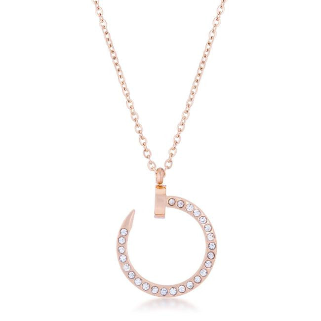 Cathy 0.2ct Cz Rose Gold Stainless Steel Drop Nail Necklace