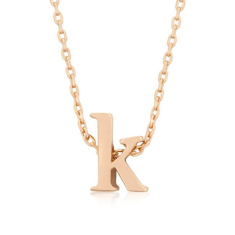 Rosegold Finish Initial K Pendant