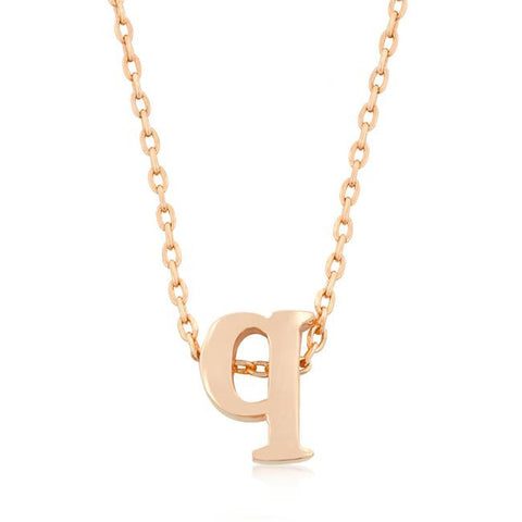 Rosegold Finish Intiial Q Pendant