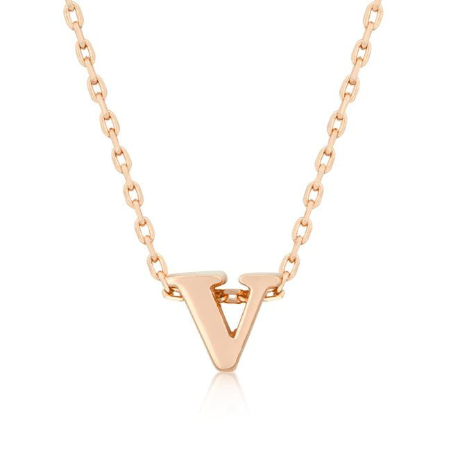Rosegold Finish Initial V Pendant