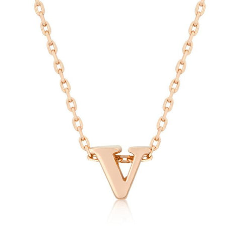 Rosegold Finish Initial V Pendant