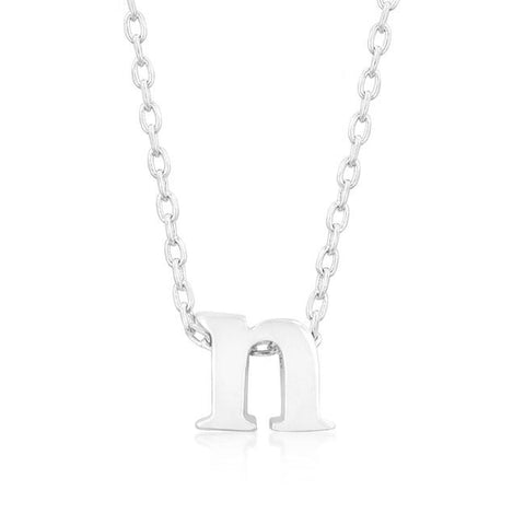 Silvertone Finish Initial N Pendant
