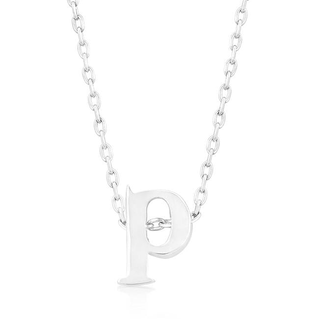 Silvertone Finish Initial P Pendant
