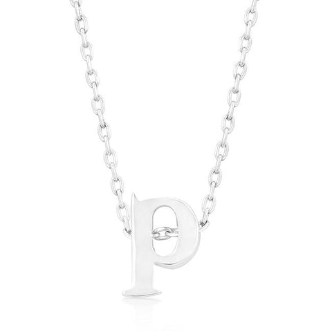 Silvertone Finish Initial P Pendant