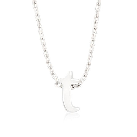 Silvertone Finish Initial T Pendant