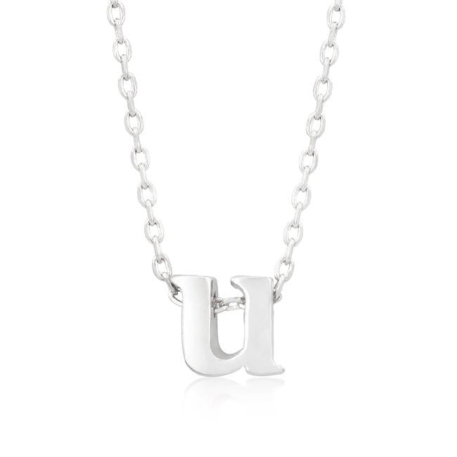 Silvertone Finish Initial U Pendant