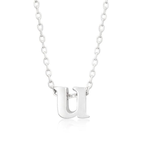 Silvertone Finish Initial U Pendant