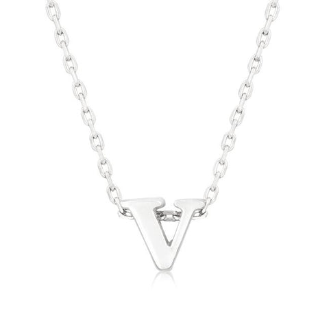 Silvertone Finish Initial V Pendant