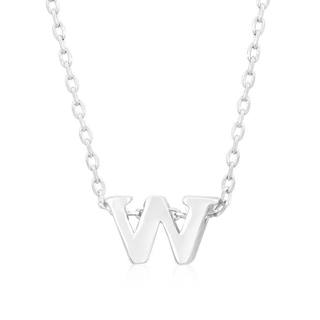 Silvertone Finish Initial W Pendant