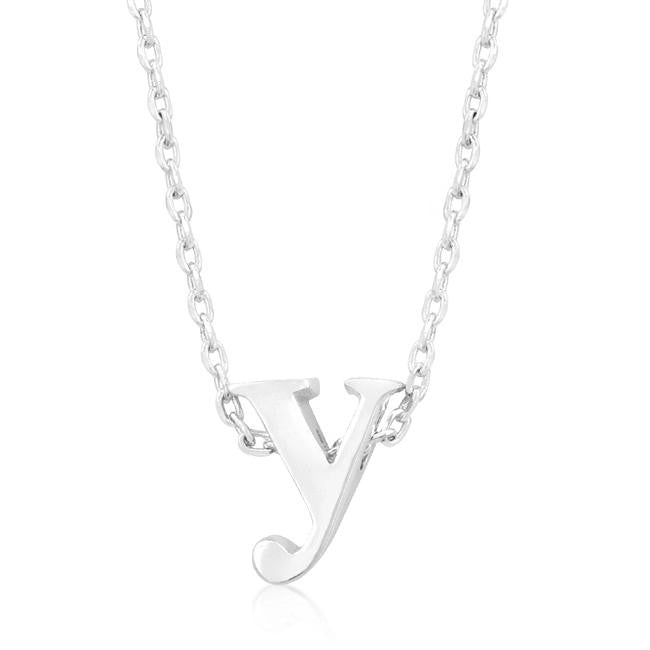 Silvertone Finish Initial Y Pendant