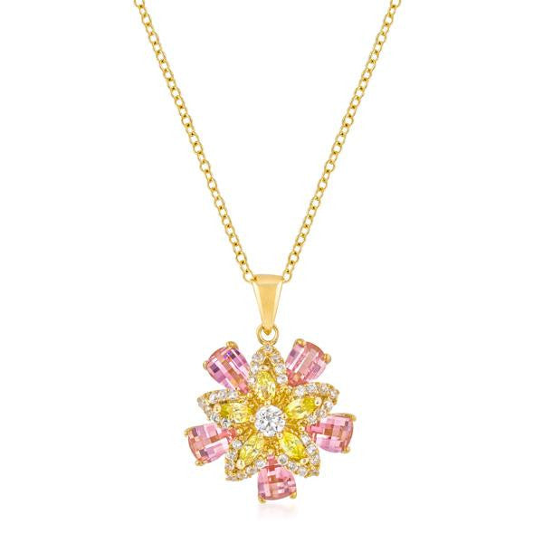 Goldtone Multi-floral Pendant