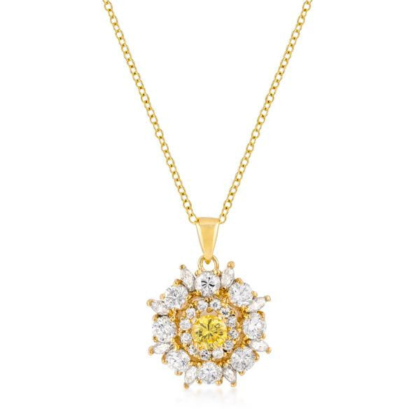 Goldtone Cz Circle Pendant