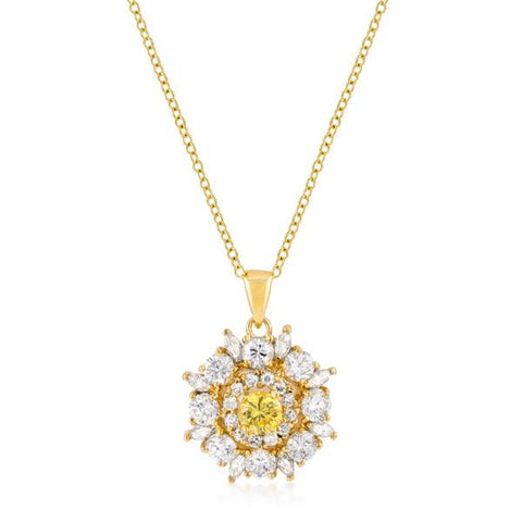 Goldtone CZ Circle Pendant