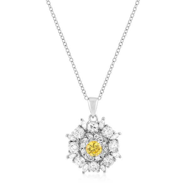 Silvertone CZ Circle Pendant