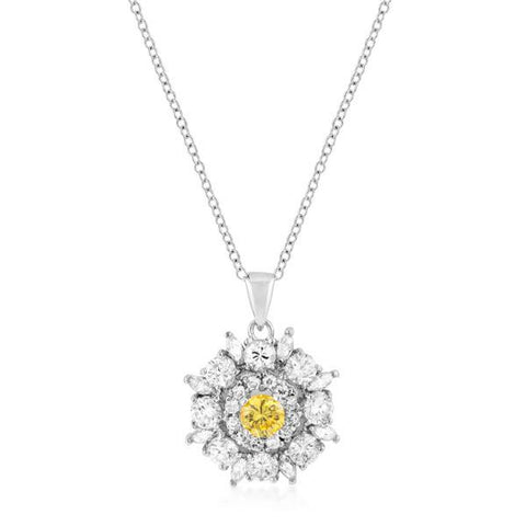 Silvertone Cz Circle Pendant