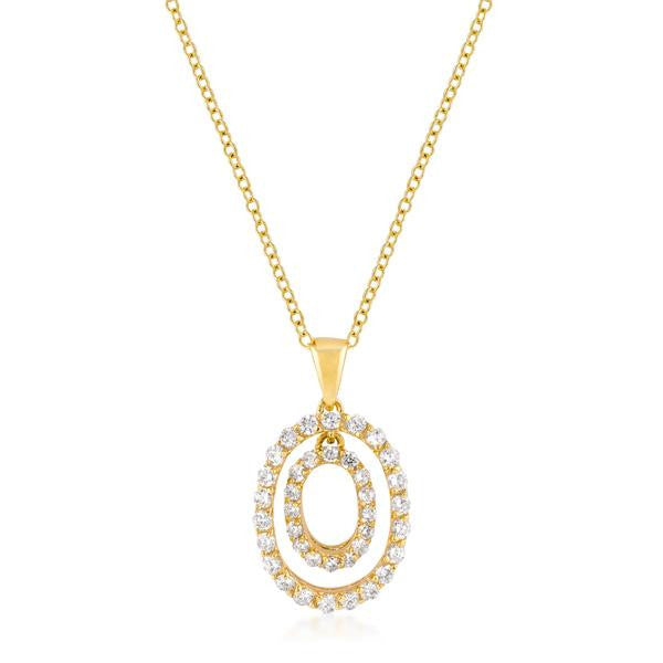 Golden Oval Cz Pendant