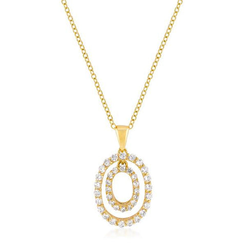 Golden Oval Cz Pendant
