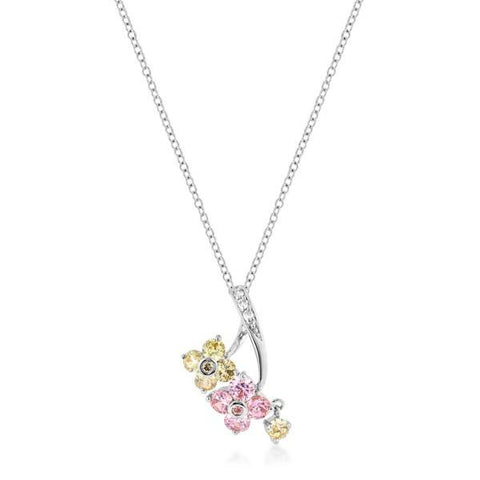 Silvertone Floral Couplet Pendant