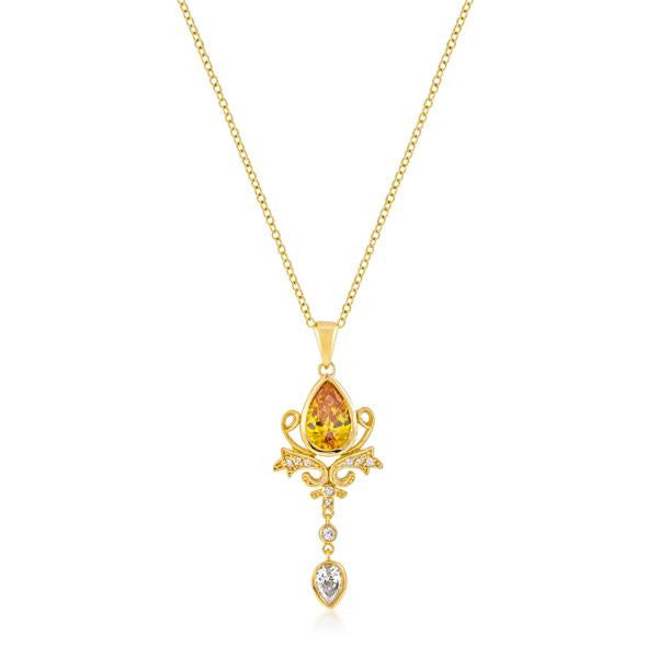 Golden Elegant Teardrop Crest Pendant