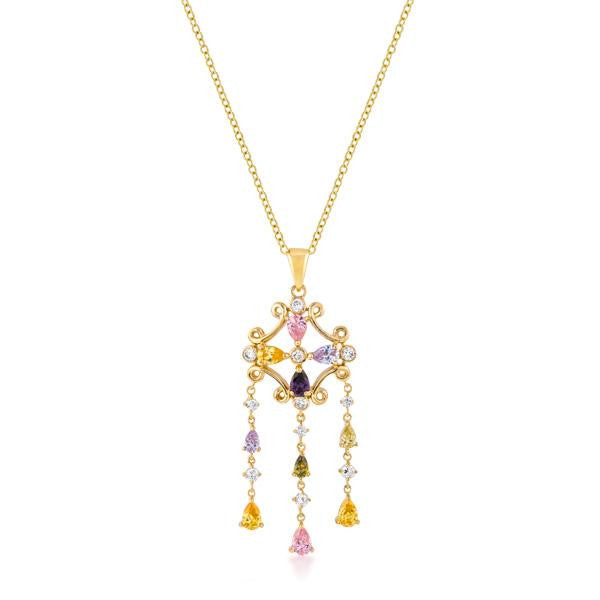 Goldtone Multi-color Dangle Pendant