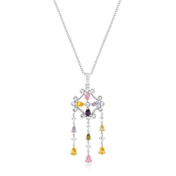 Silvertone Multi-Color Dangle Pendant