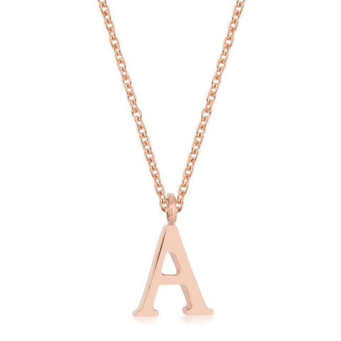 Elaina Rose Gold Stainless Steel A Initial Necklace