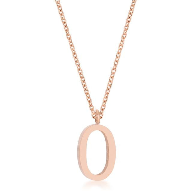 Elaina Rose Gold Stainless Steel O Initial Necklace