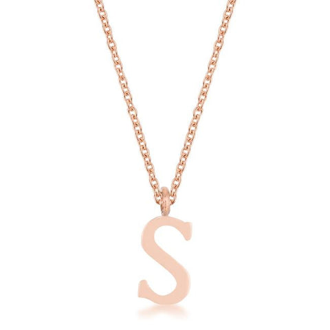 Elaina Rose Gold Stainless Steel S Initial Necklace