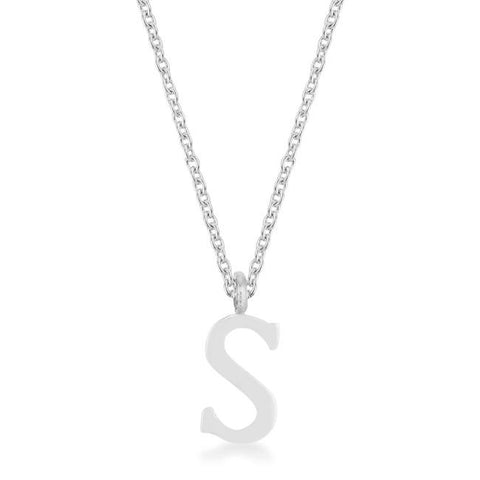 Elaina Rhodium Stainless Steel S Initial Necklace