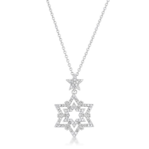 Stella 0.3ct CZ White Gold Rhodium Star Drop Necklace