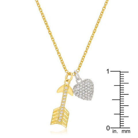 Pave Heart And Arrow Pendant