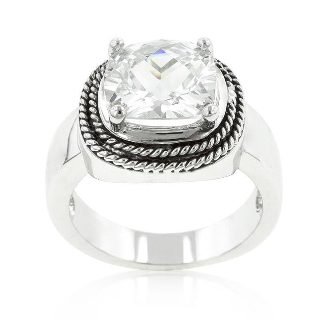 Two-tone Finish Princess Cut Solitaire Ring