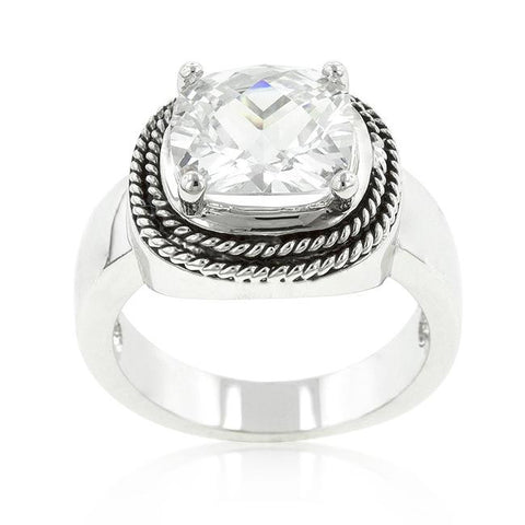 Two-tone Finish Princess Cut Solitaire Ring