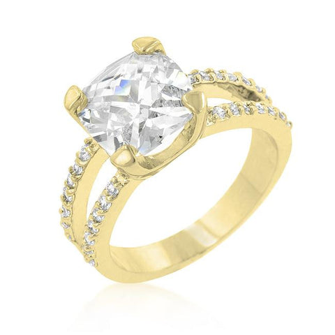 Double Band Cubic Zirconia Engagement Ring