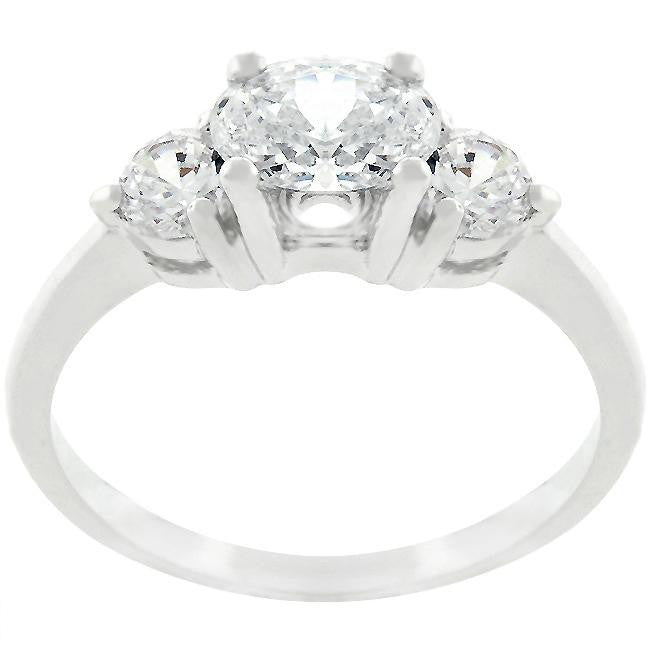 Oval Serenade Triplet Ring in Silvertone Finish