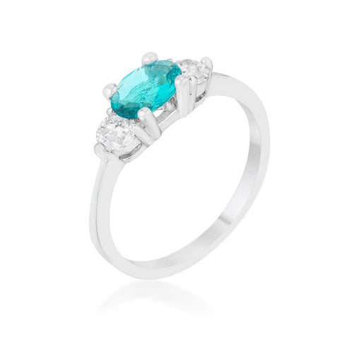 Mariah 1.2ct CZ Rhodium Aqua Simple Classic Ring, <b>Size 5</b>