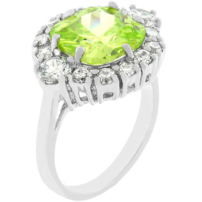 Framed Green Cubic Zirconia Ring
