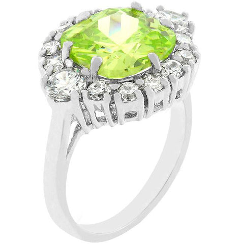 Framed Green Cubic Zirconia Ring