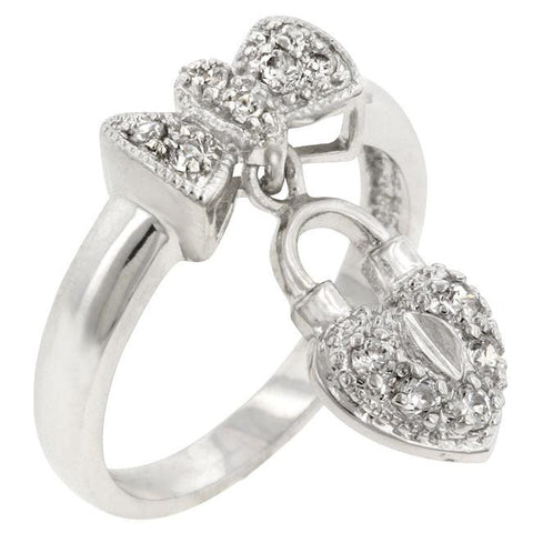Heart Lock Ribbon Ring