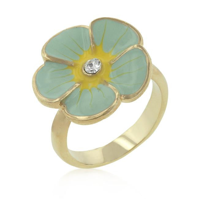 Light Blue Enamel Floral Ring