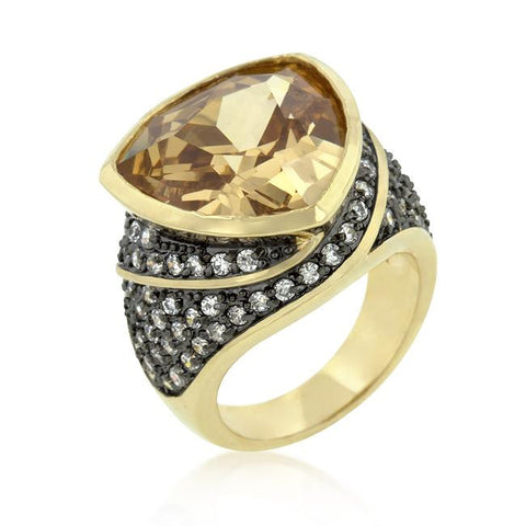Triangle Cut Two-tone Finish Cocktail Ring
