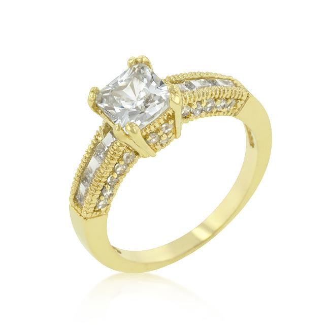 Golden Milgrain Texture Engagement Ring
