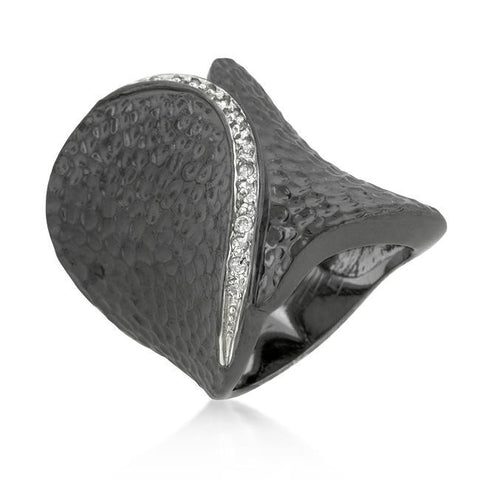 Hammered Two-tone Finish Fashion Ring