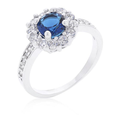 Sapphire Blue Halo Engagement Ring